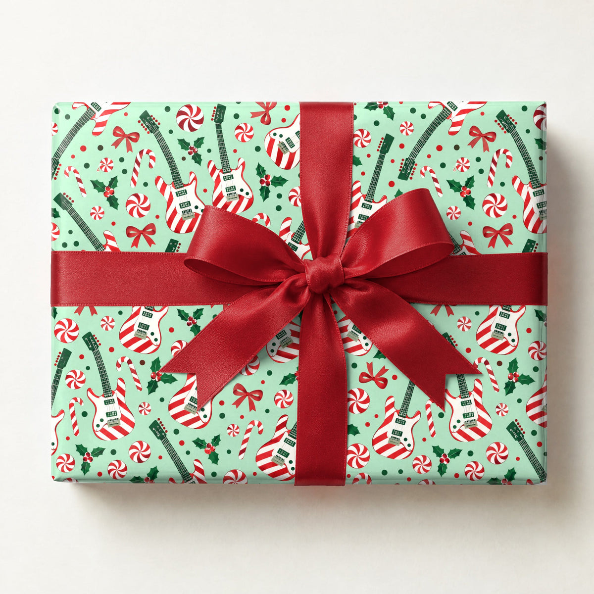 Candy Cane Guitars Wrapping Paper