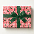 Red Gingham Music Note Wrapping Paper