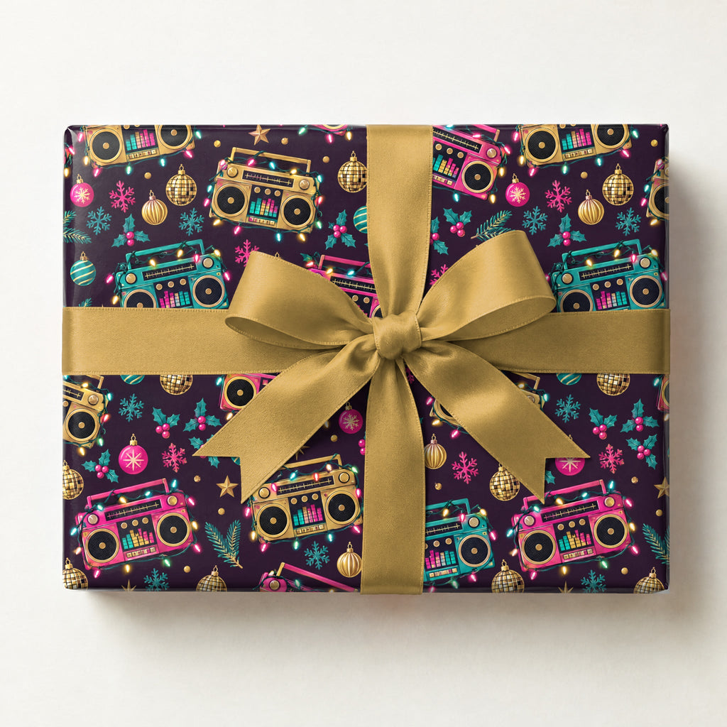 Holiday Boombox Glow Wrapping Paper
