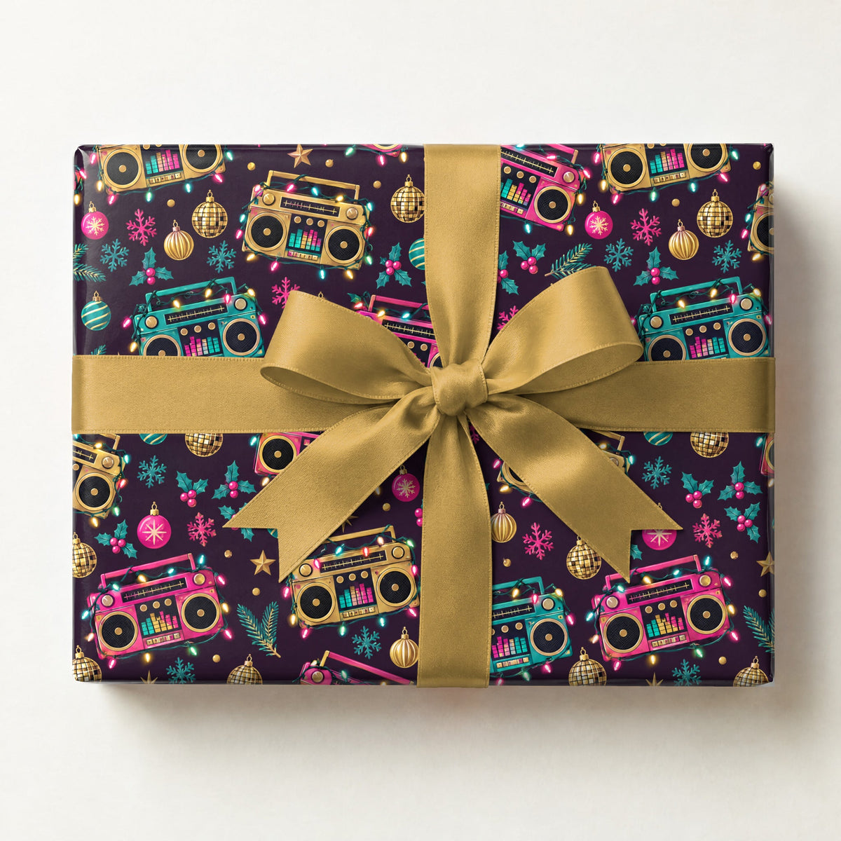 Holiday Boombox Glow Wrapping Paper