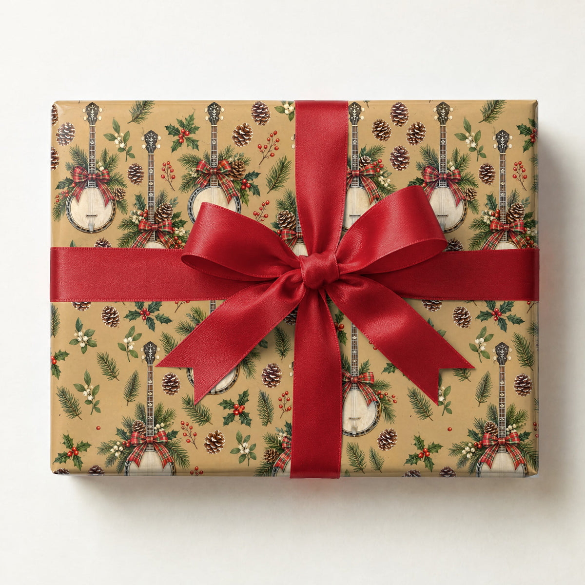 Cabin Banjo Pinecones Wrapping Paper