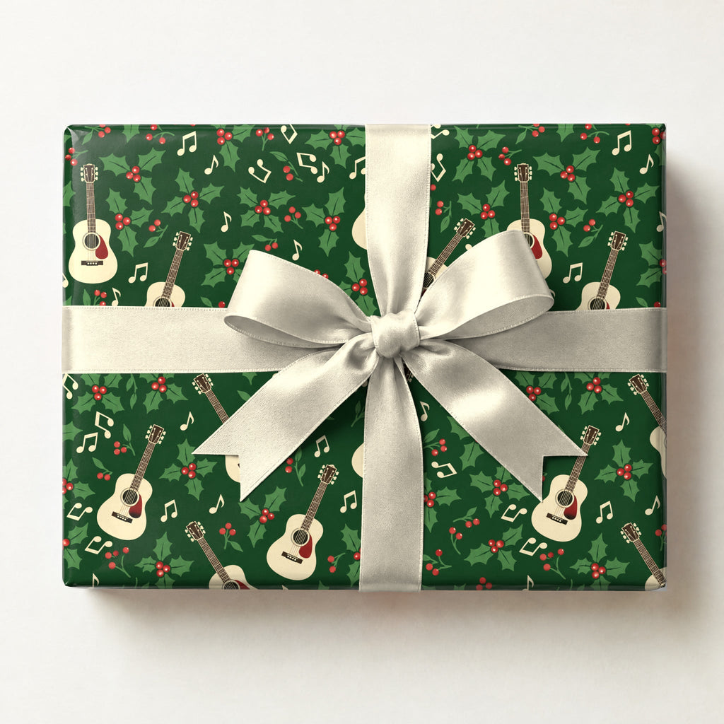Holly Jolly Acoustic Guitar Wrapping Paper