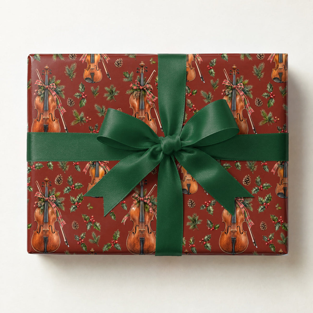 Fireside Fiddle Plaid Wrapping Paper