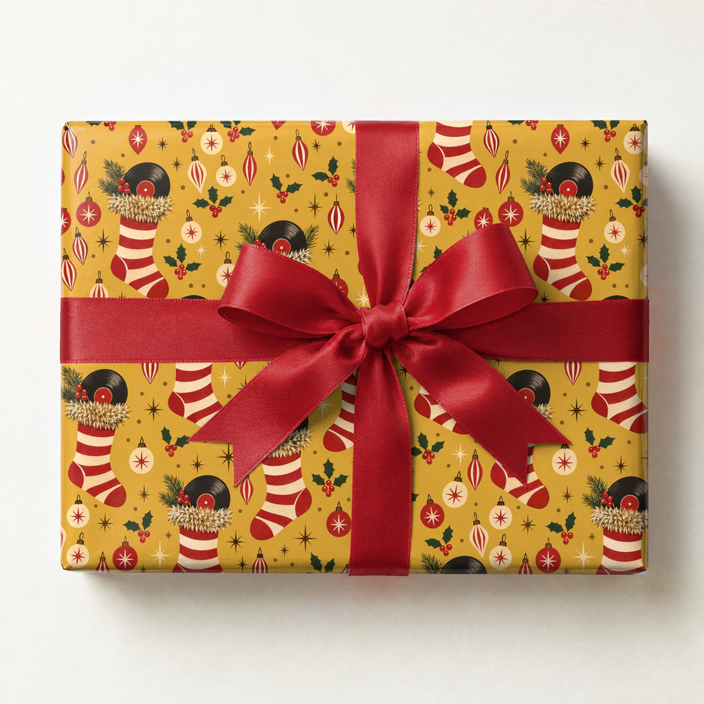Retro Record Stocking Wrapping Paper