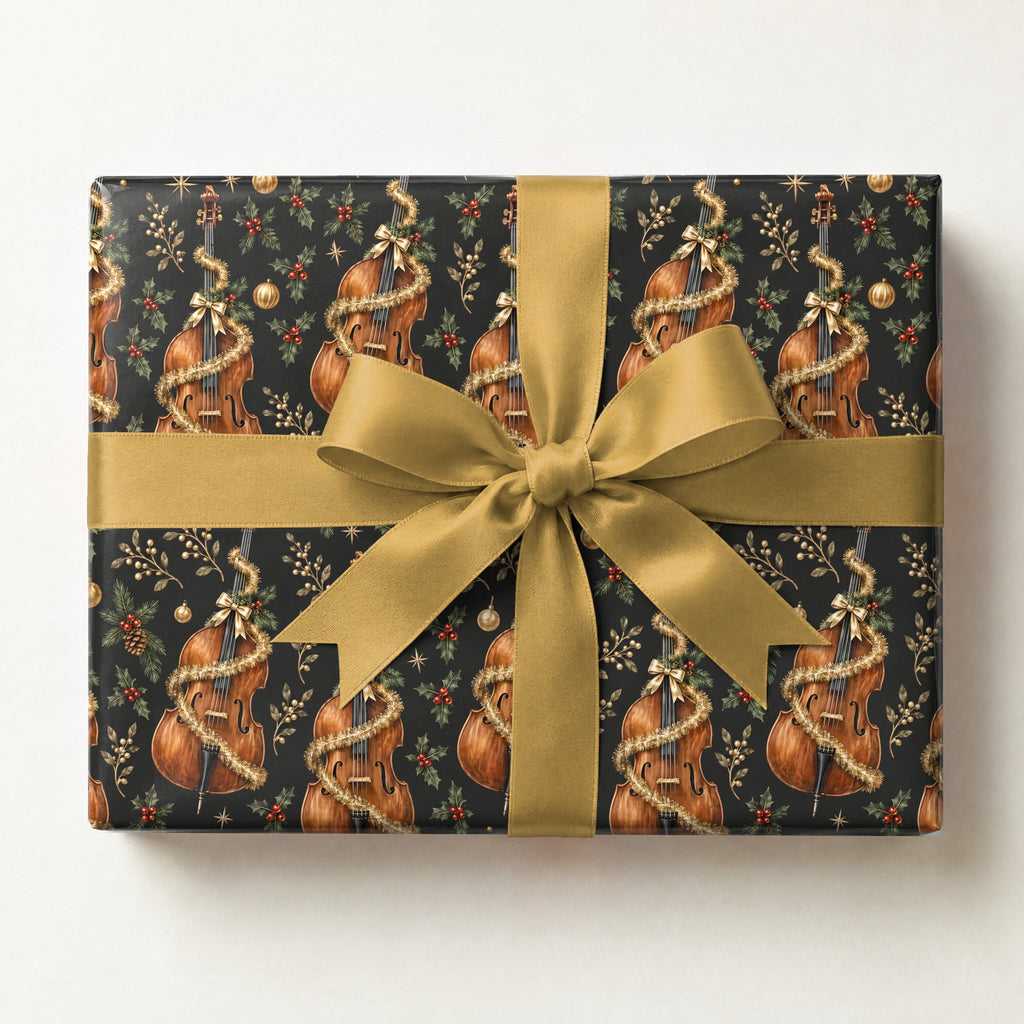 Upright Bass and Tinsel Wrapping Paper