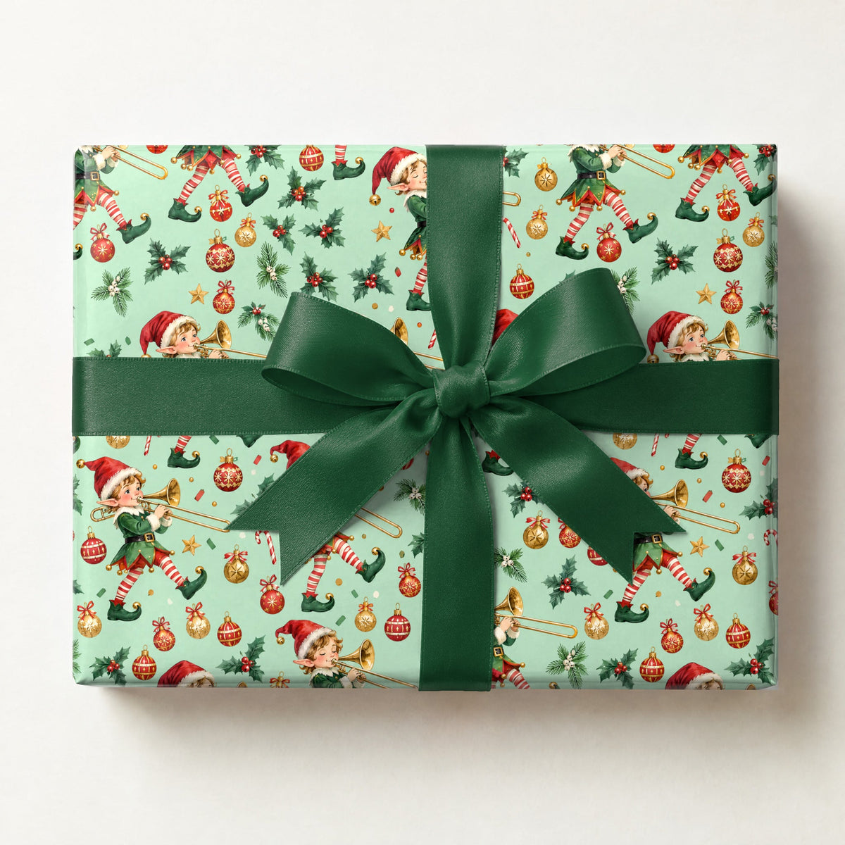 Elf Trombone Parade Wrapping Paper