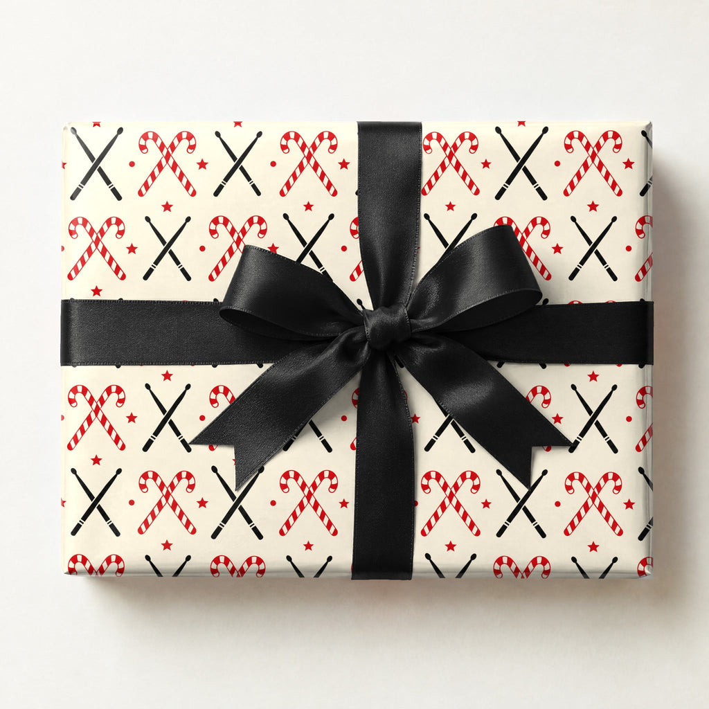 Drumstick Candy Cane Cross Wrapping Paper