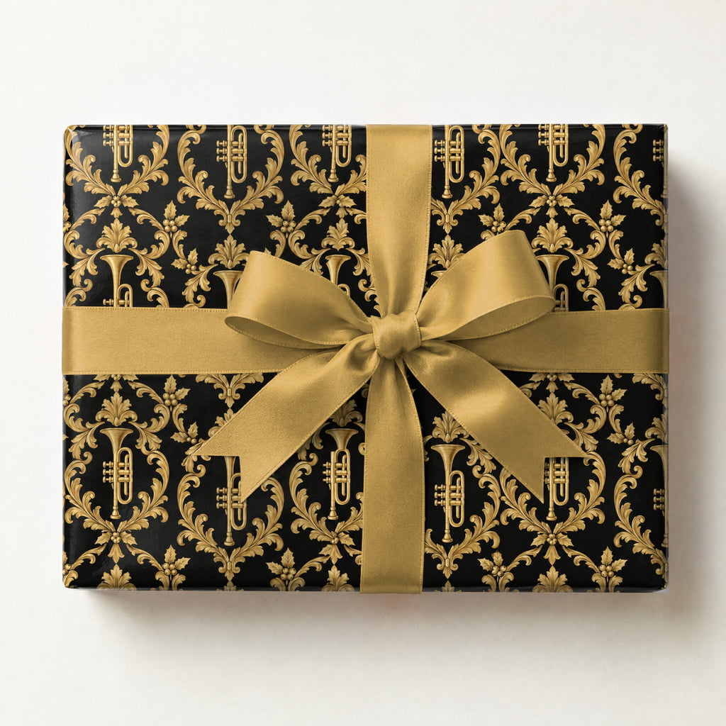 Obsidian Trumpet Damask Wrapping Paper