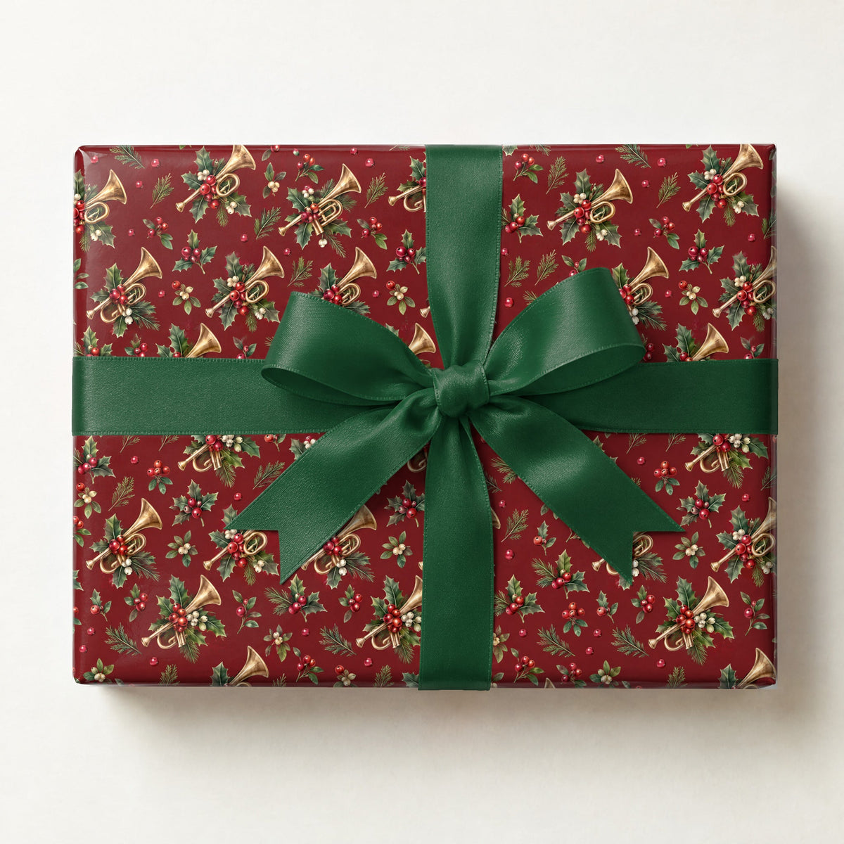 Cranberry Brass Sprig Wrapping Paper