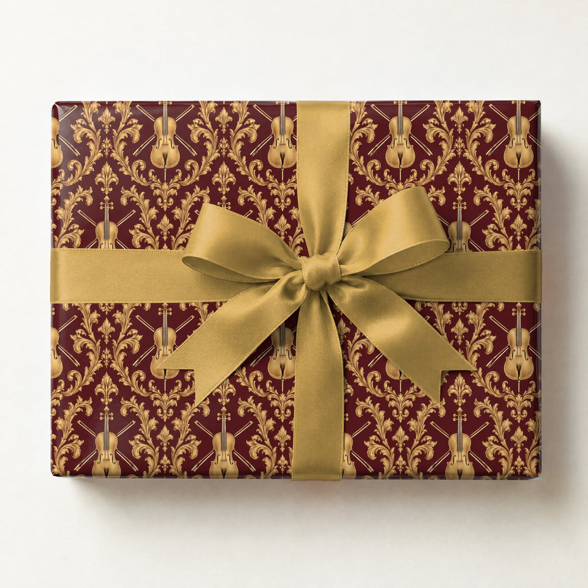 Crimson Cello Scrollwork Wrapping Paper