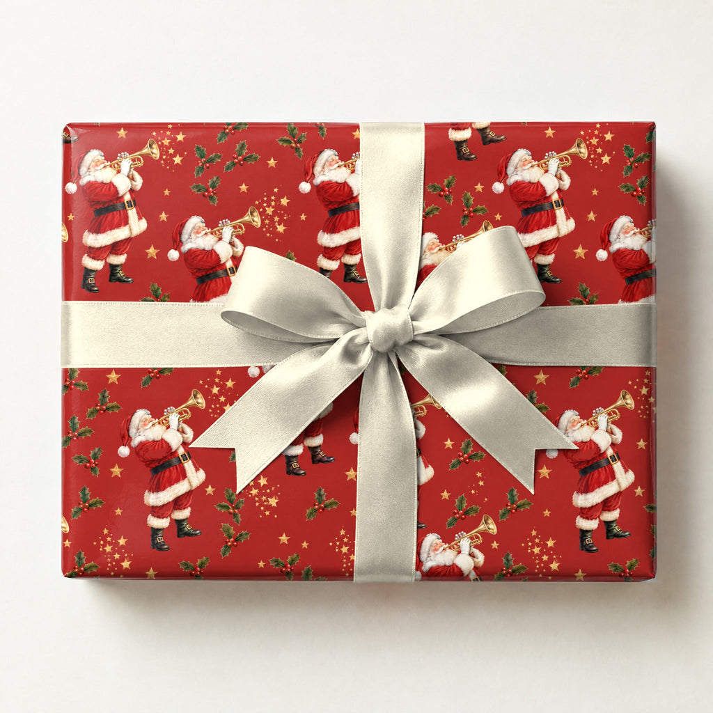Santa's Trumpet Fanfare Wrapping Paper