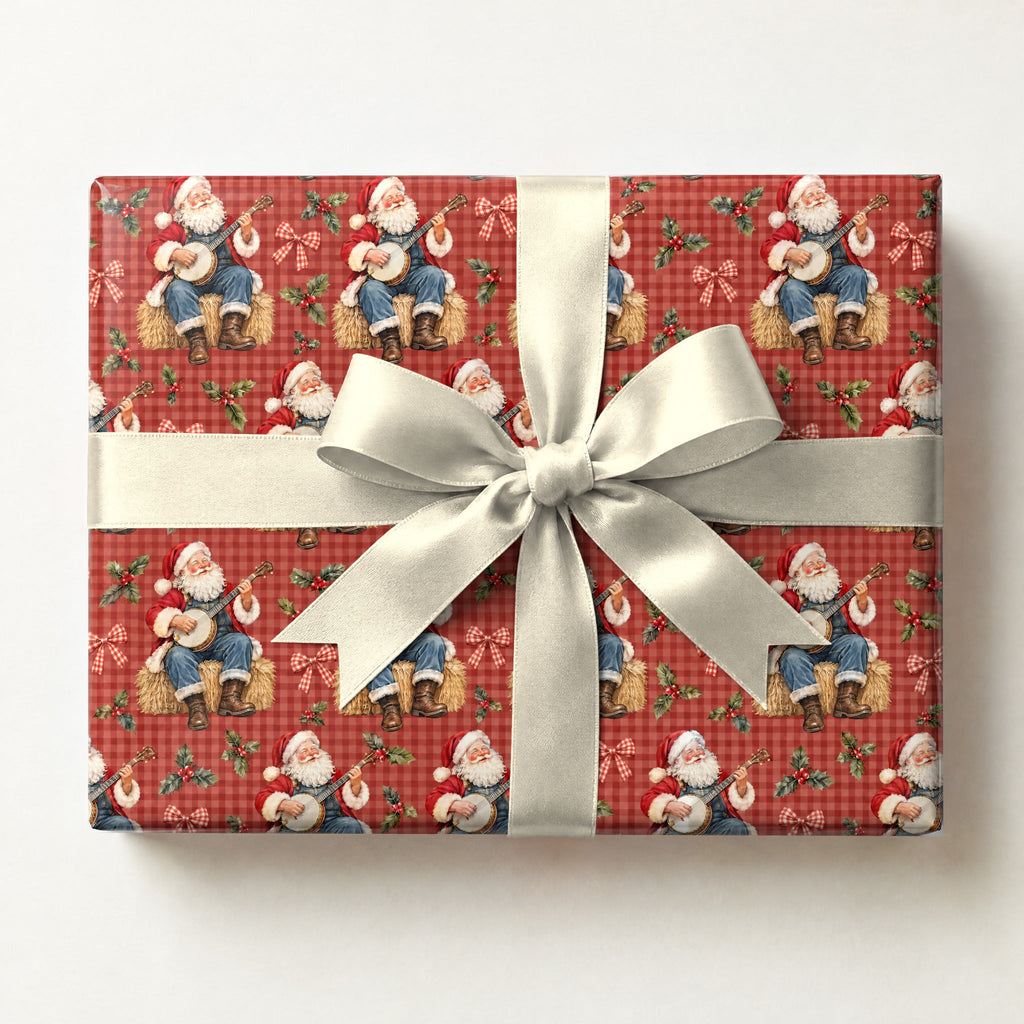 Santa's Banjo Hoedown Wrapping Paper