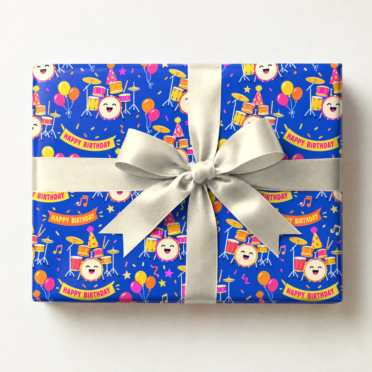 Birthday Drum Confetti Wrapping Paper