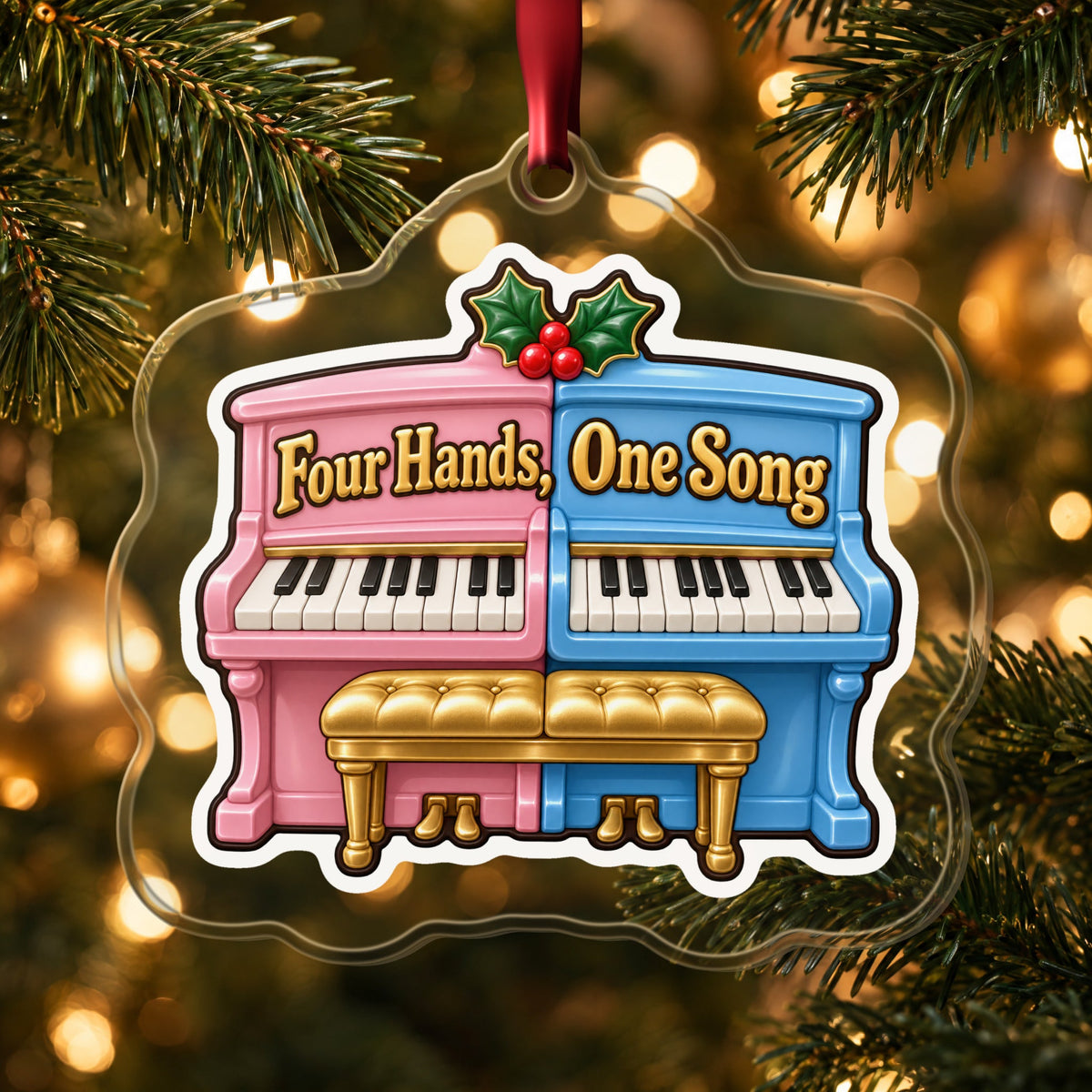 Four Hands, One Song Piano Duet Christmas Ornament