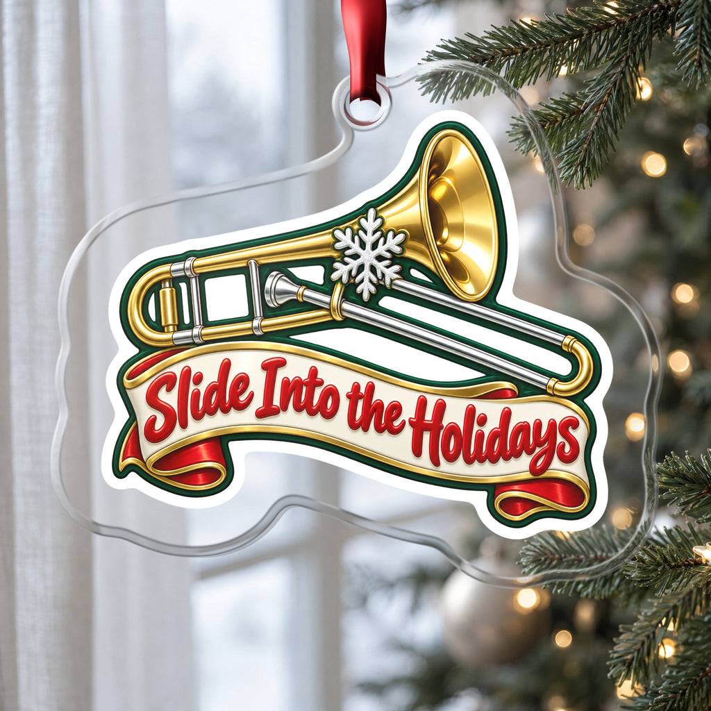 Slide Into the Holidays Trombone Christmas Ornament