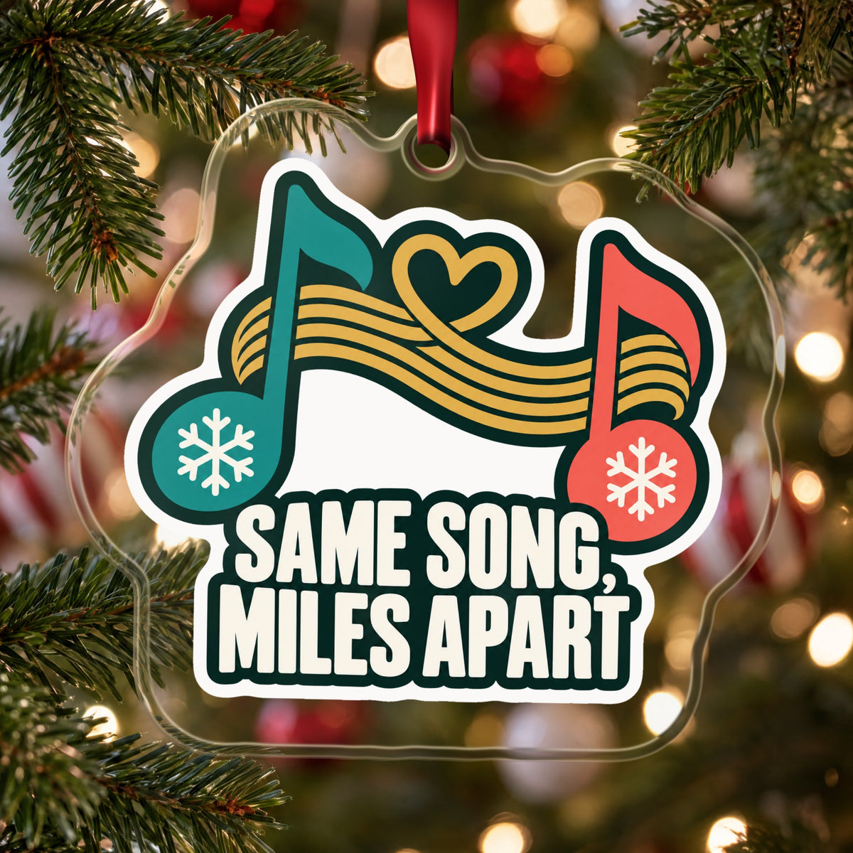 Same Song, Miles Apart Long Distance Christmas Ornament
