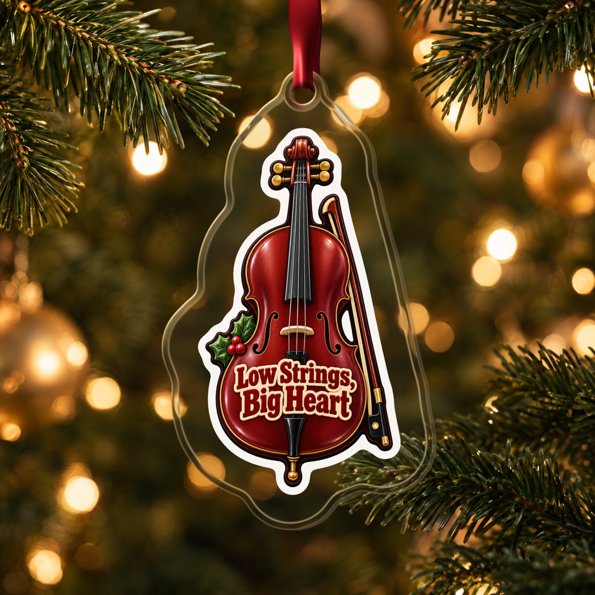 Low Strings, Big Heart Cello Christmas Ornament