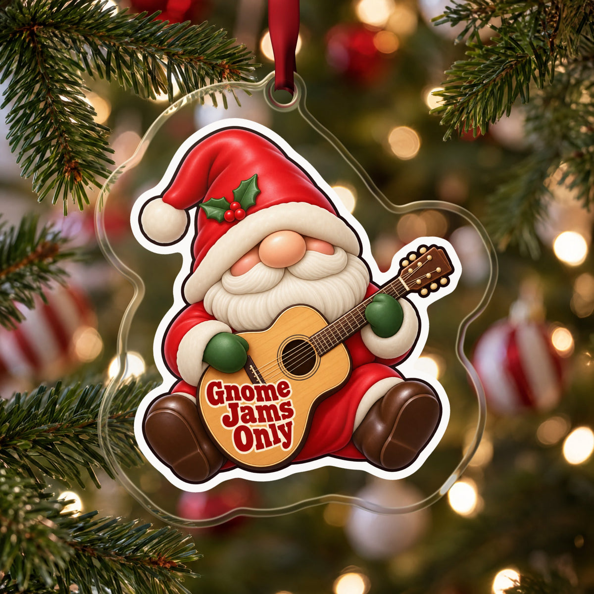 Gnome Jams Only Guitar Gnome Christmas Ornament