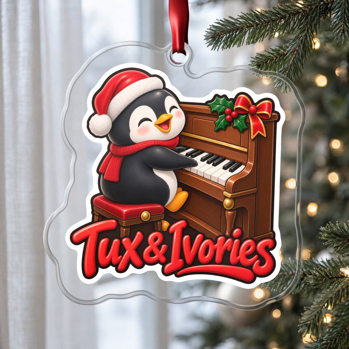 Tux & Ivories Penguin Piano Christmas Ornament