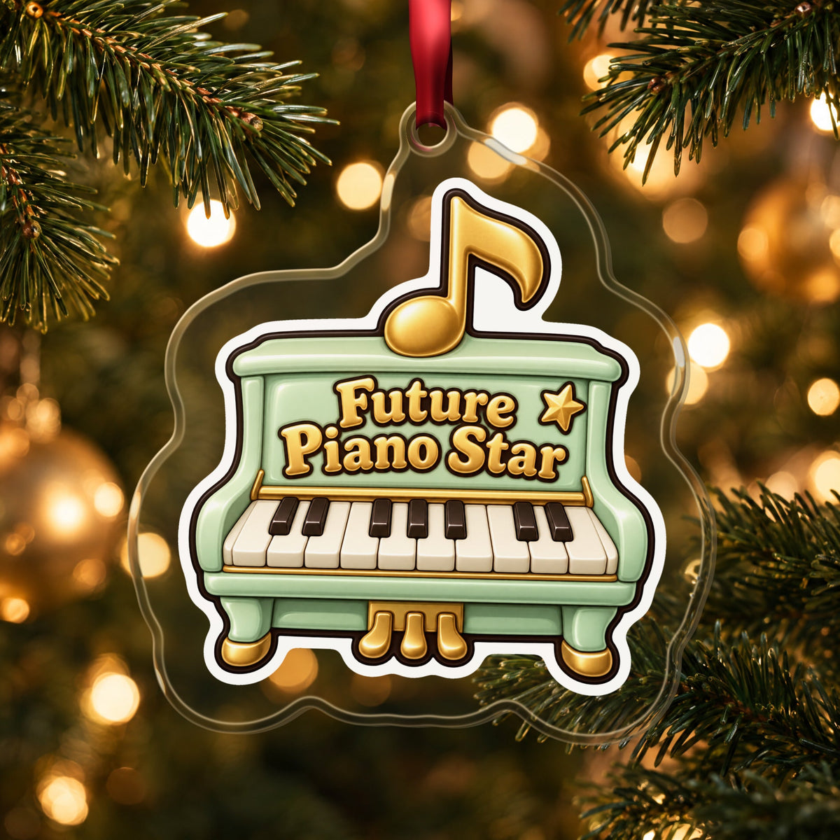 Future Piano Star Christmas Ornament