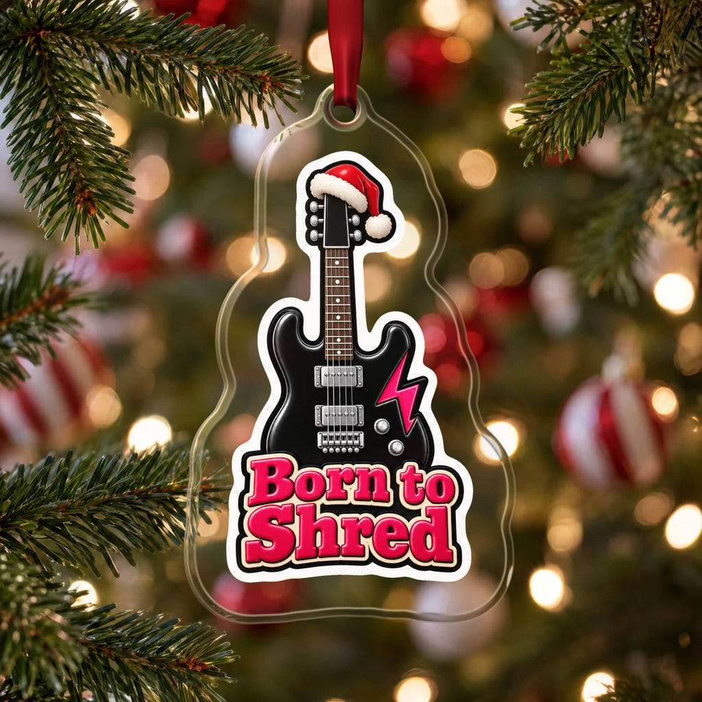 Born to Shred Electric Guitar Christmas Ornament