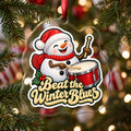 Beat the Winter Blues Snowman Drummer Christmas Ornament
