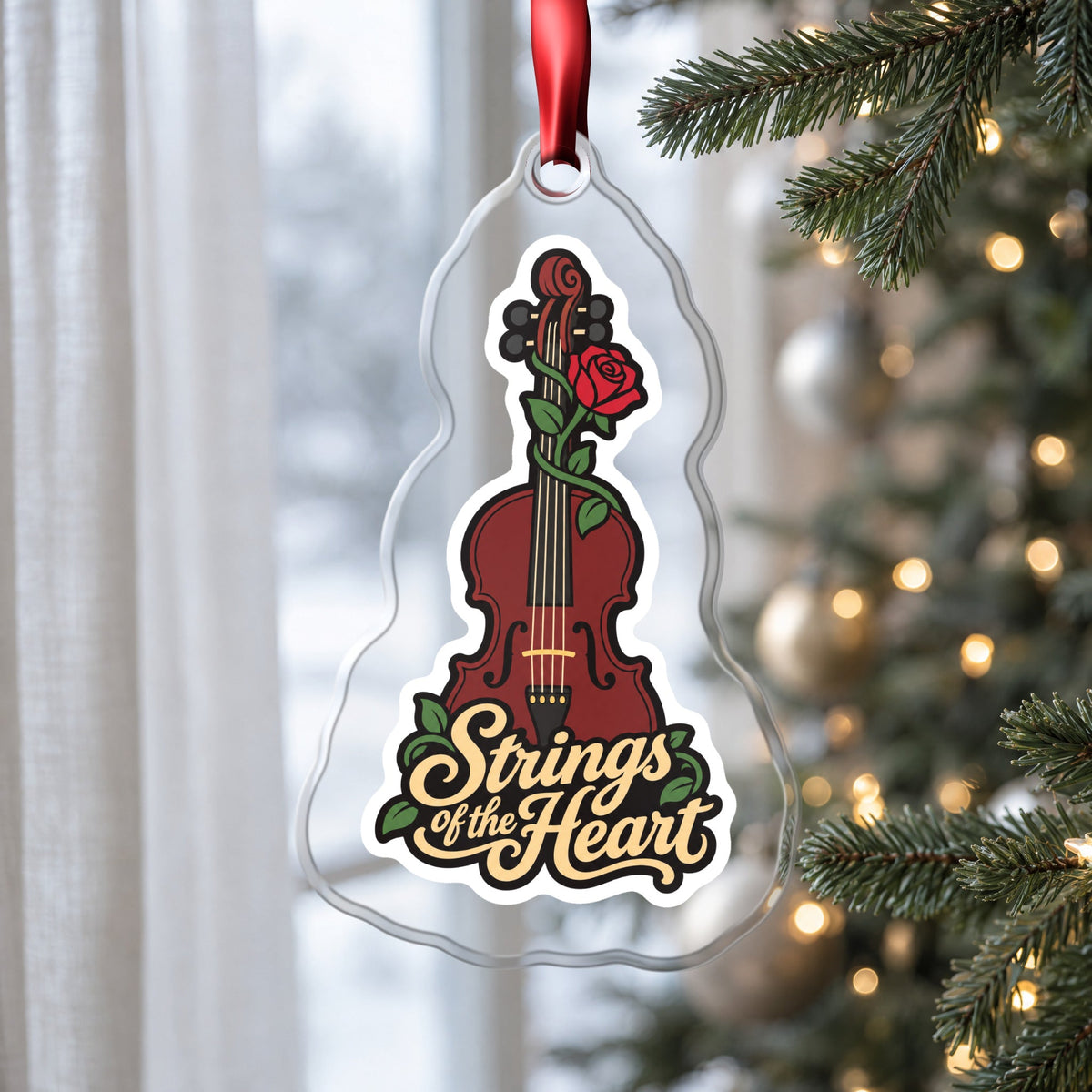 Strings of the Heart Violin Christmas Ornament