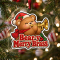 Bear-y Merry Brass Teddy Bear Trumpet Christmas Ornament