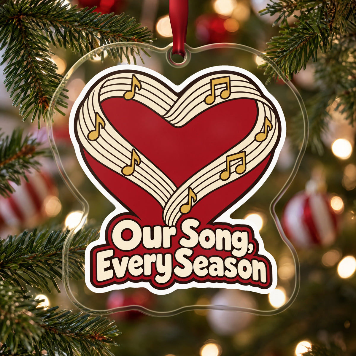 Our Song, Every Season Sheet Music Heart Christmas Ornament