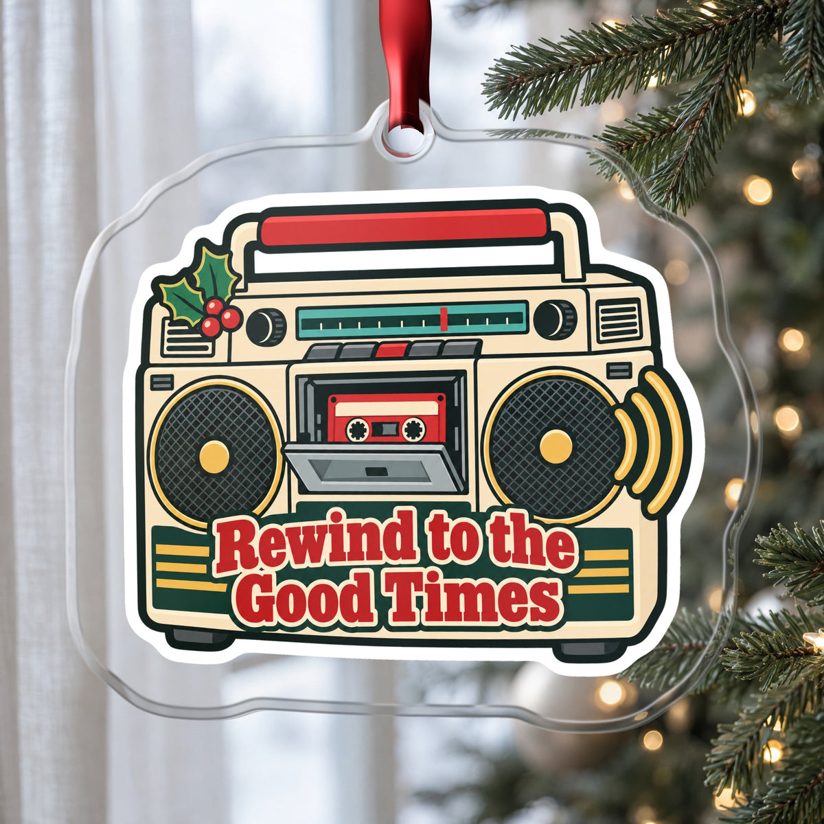 Rewind to the Good Times Boombox Christmas Ornament