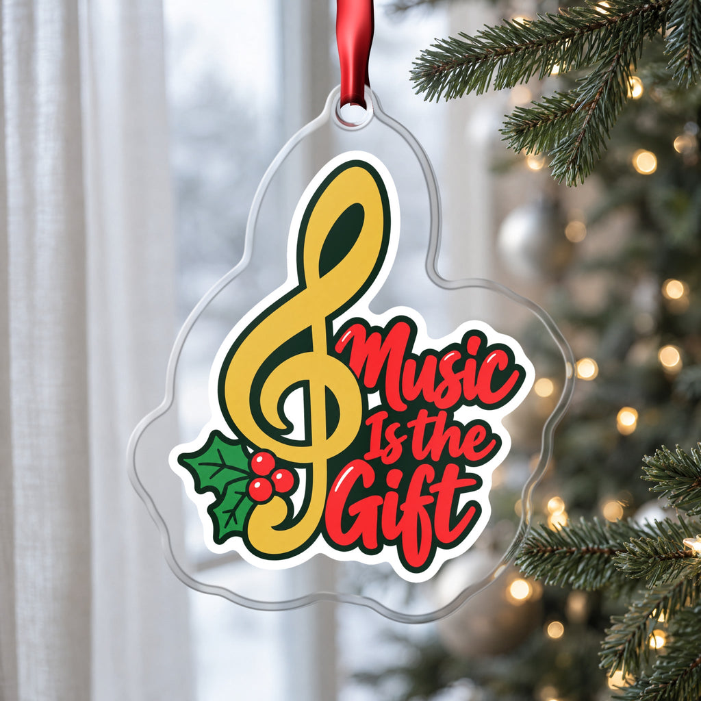 Music Is the Gift Treble Clef Christmas Ornament