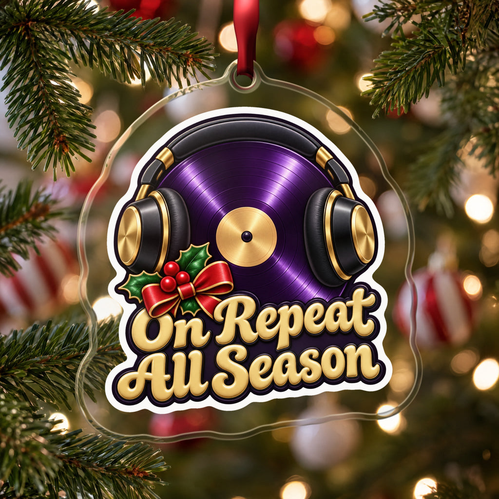 On Repeat Vinyl and Headphones Christmas Ornament