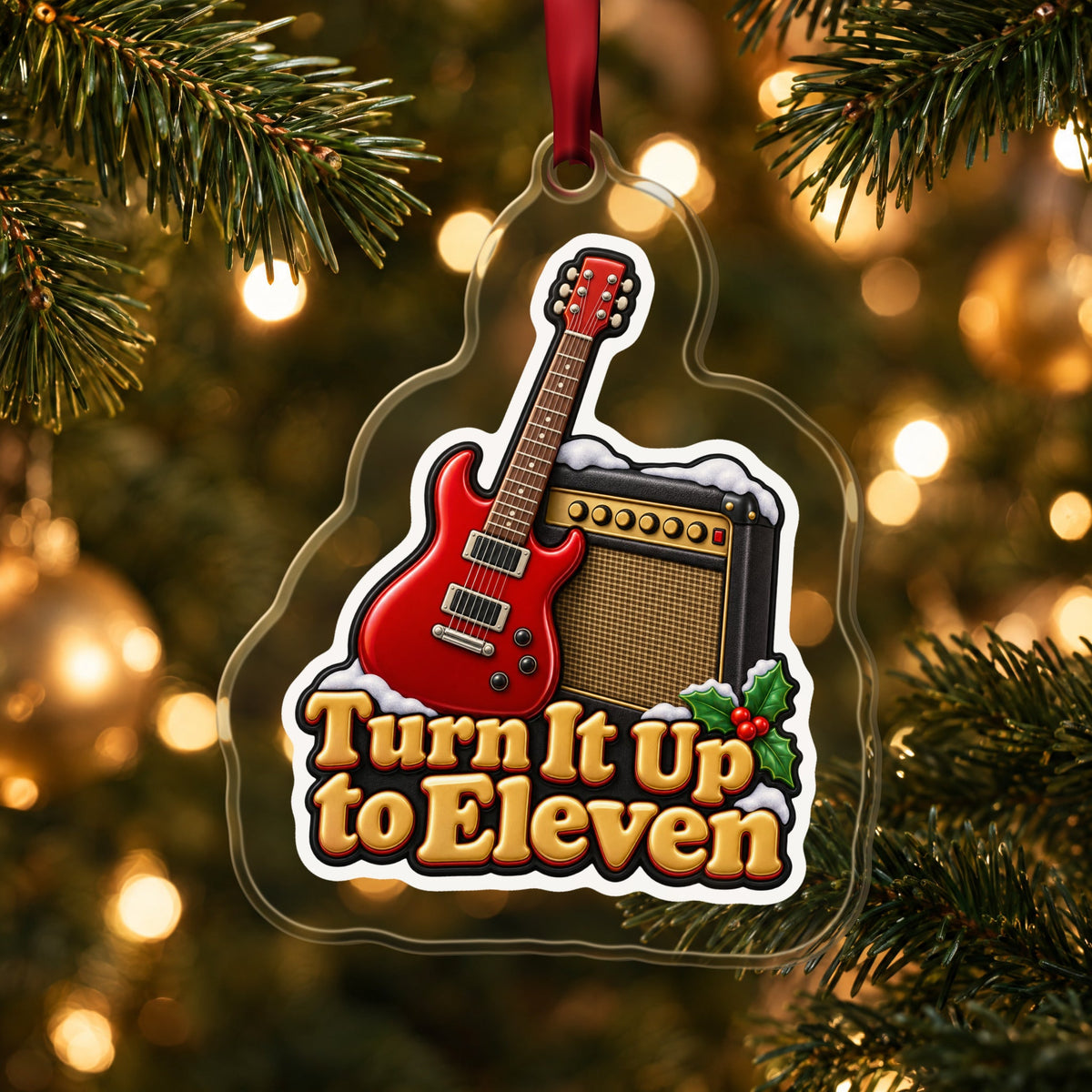 Turn It Up to Eleven Guitar and Amp Christmas Ornament