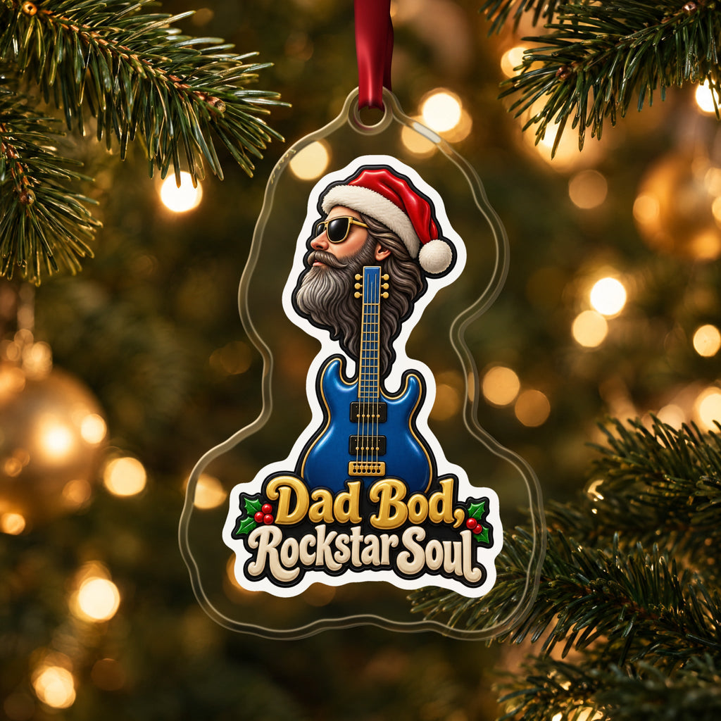 Dad Bod, Rockstar Soul Guitar Christmas Ornament