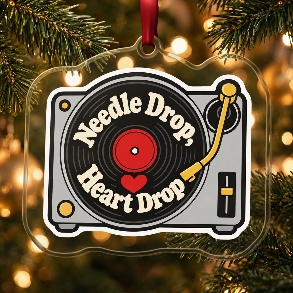 Needle Drop, Heart Drop Turntable Christmas Ornament