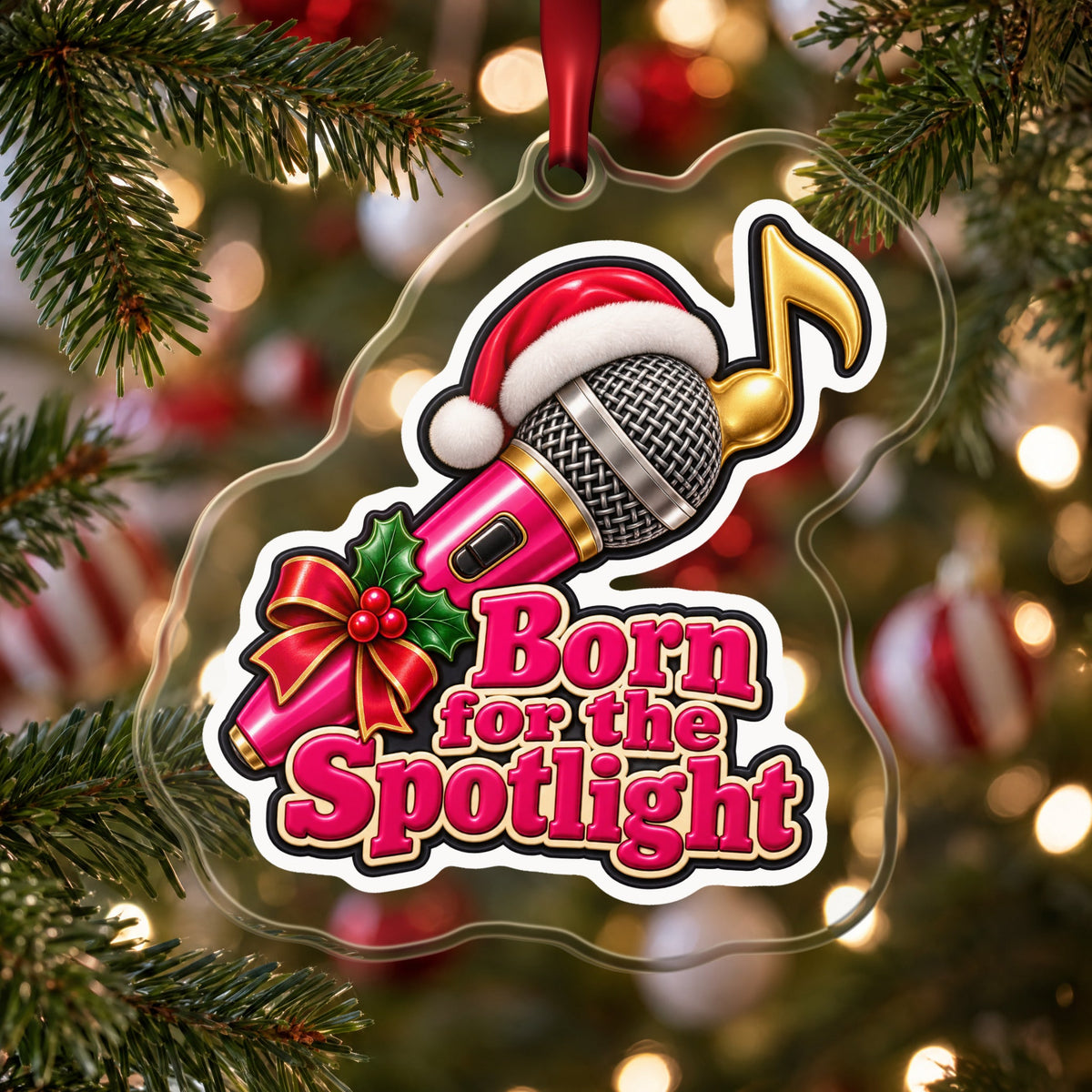 Born for the Spotlight Karaoke Mic Christmas Ornament