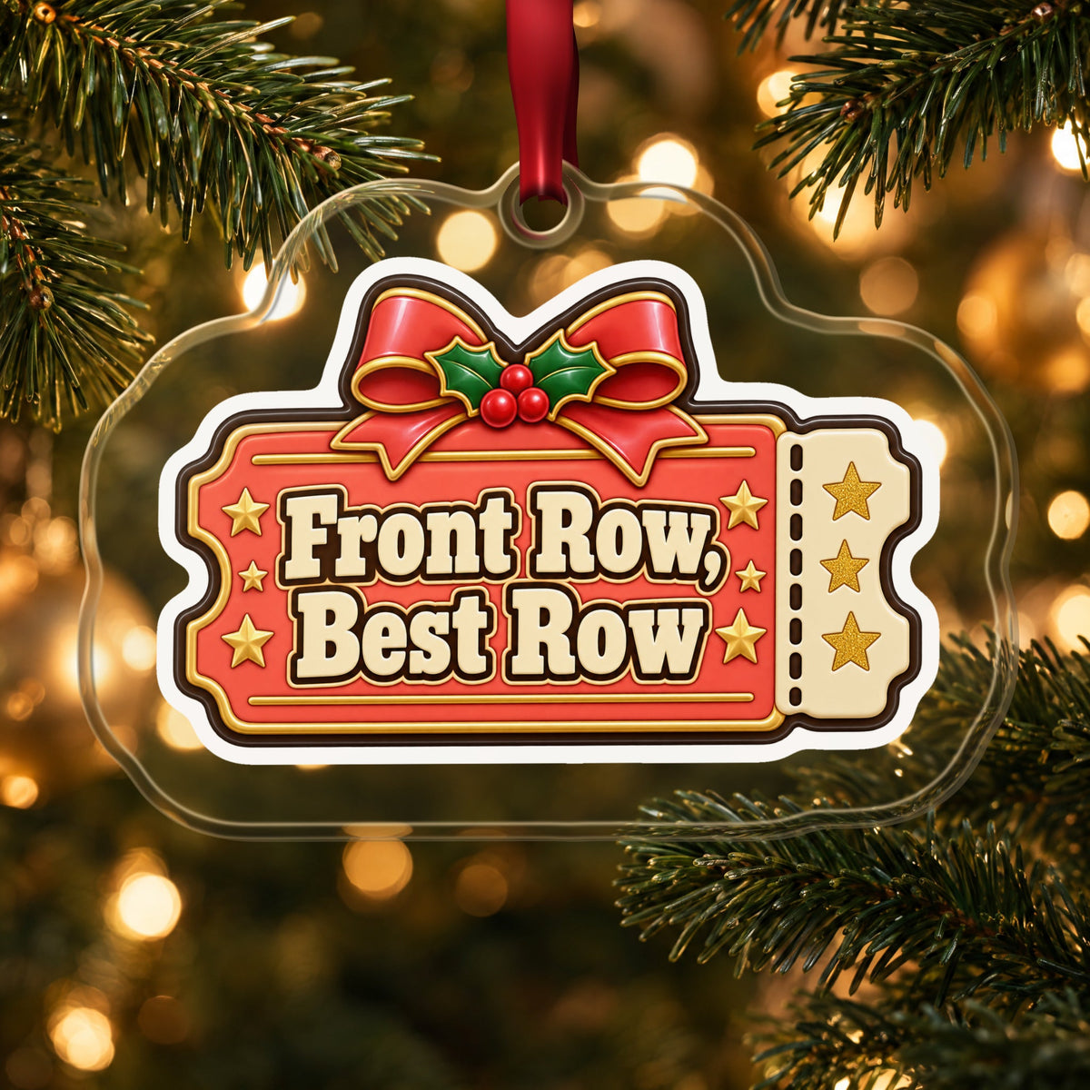 Front Row, Best Row Concert Ticket Christmas Ornament