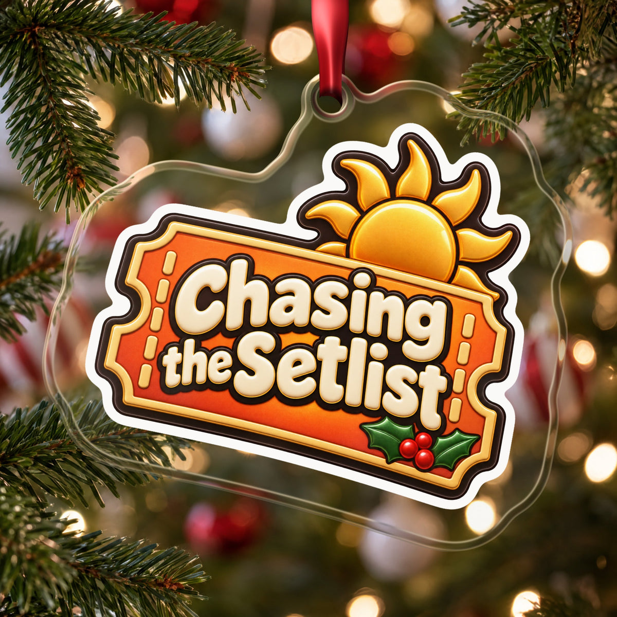 Chasing the Setlist Festival Ticket Christmas Ornament
