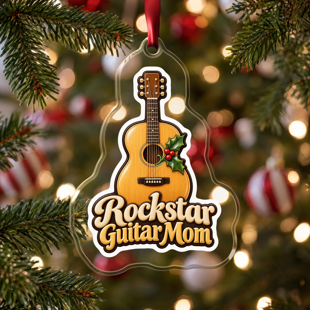 Rockstar Guitar Mom Christmas Ornament