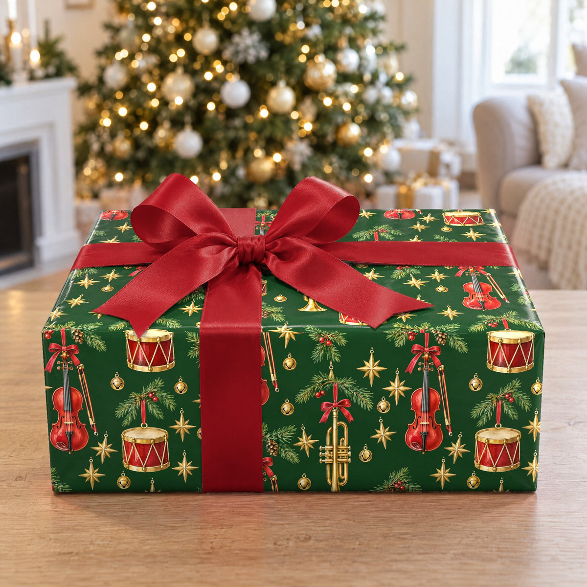 Ornament Instrument Boughs Wrapping Paper