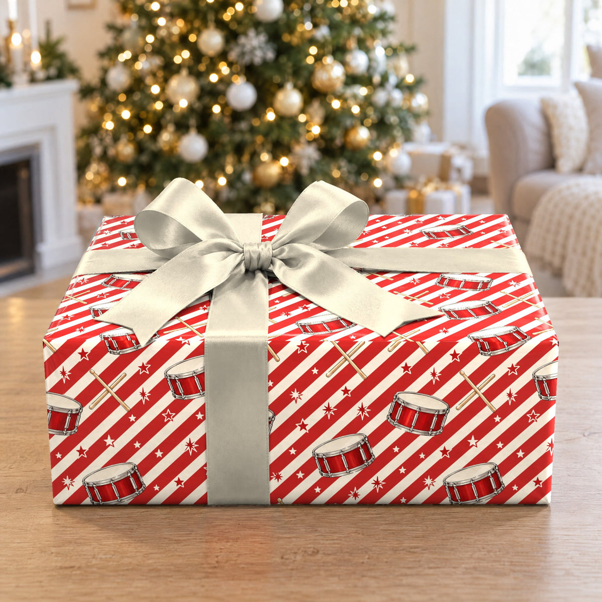Peppermint Drumstick Stripe Wrapping Paper
