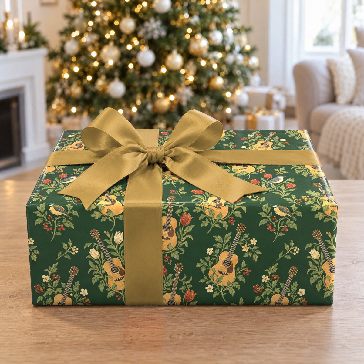 Guitar Botanical Toile Wrapping Paper