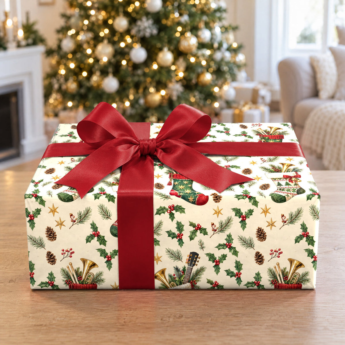 Stocking Full of Instruments Wrapping Paper