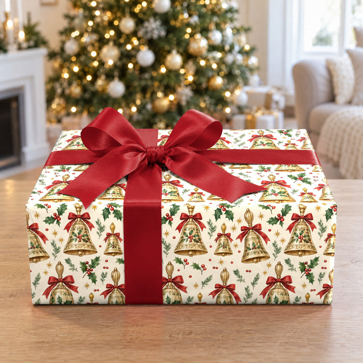 Bell Choir Holly Wrapping Paper
