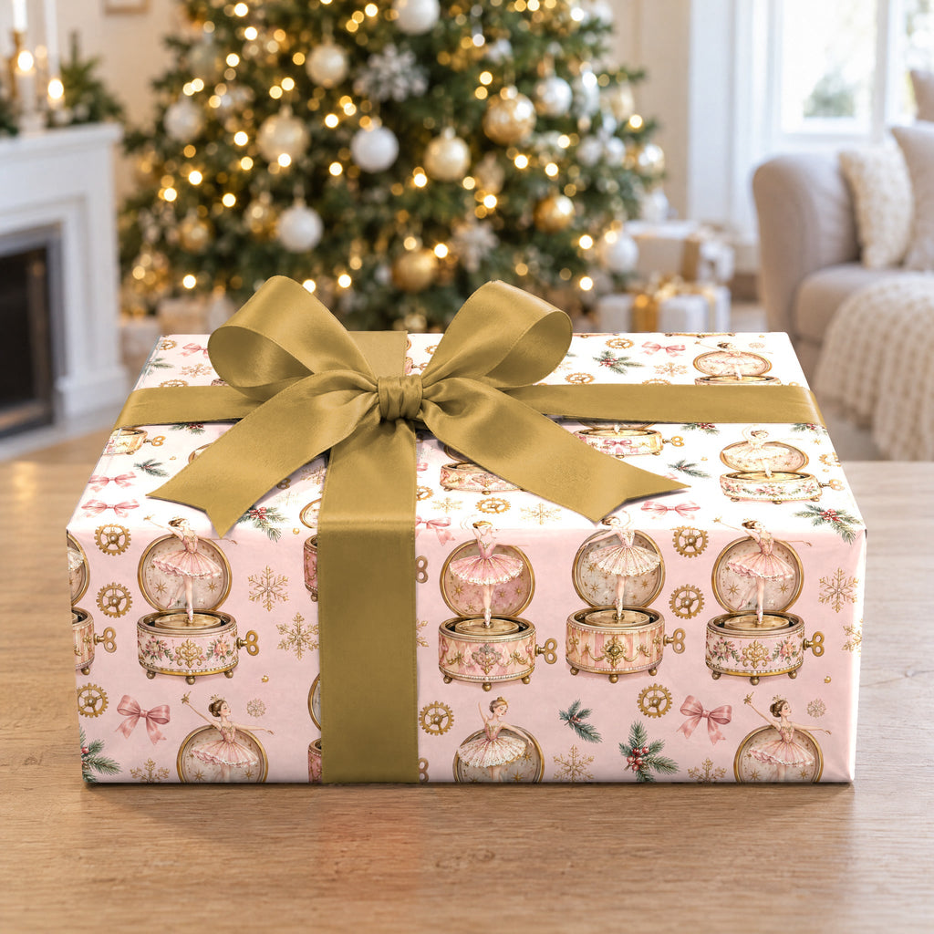 Music Box Ballerina Snow Wrapping Paper