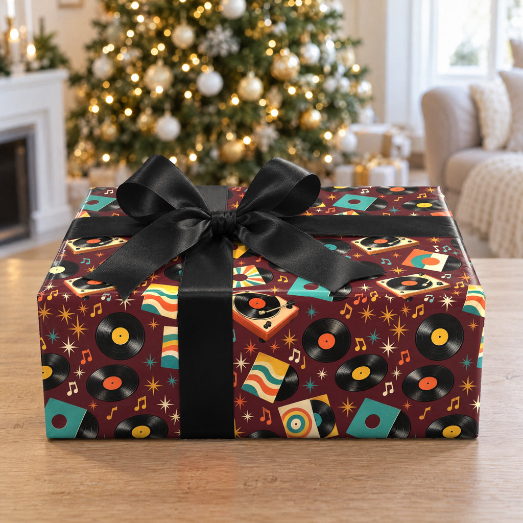 Vinyl Record Collage Wrapping Paper