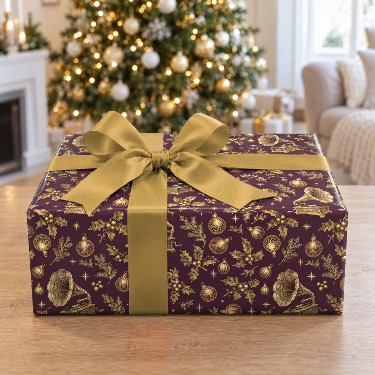 Golden Gramophone Victorian Wrapping Paper