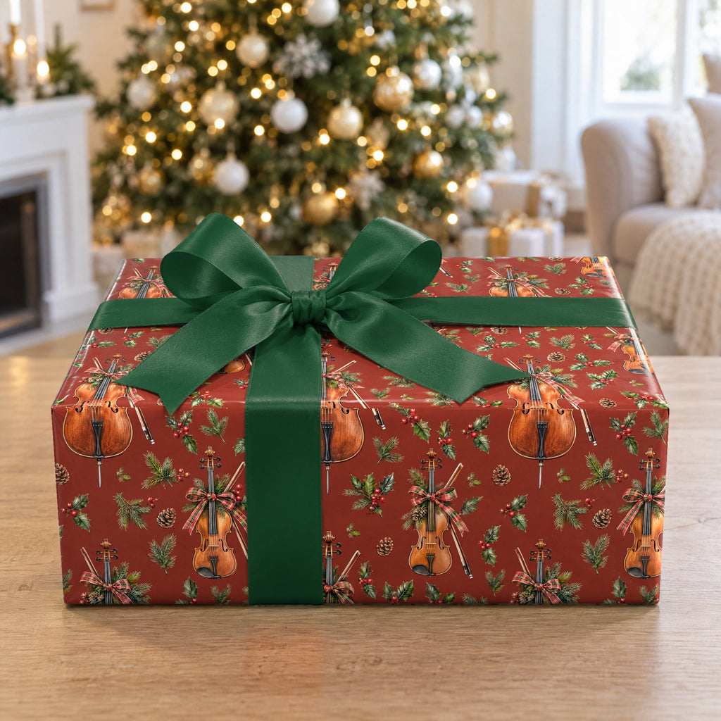 Fireside Fiddle Plaid Wrapping Paper
