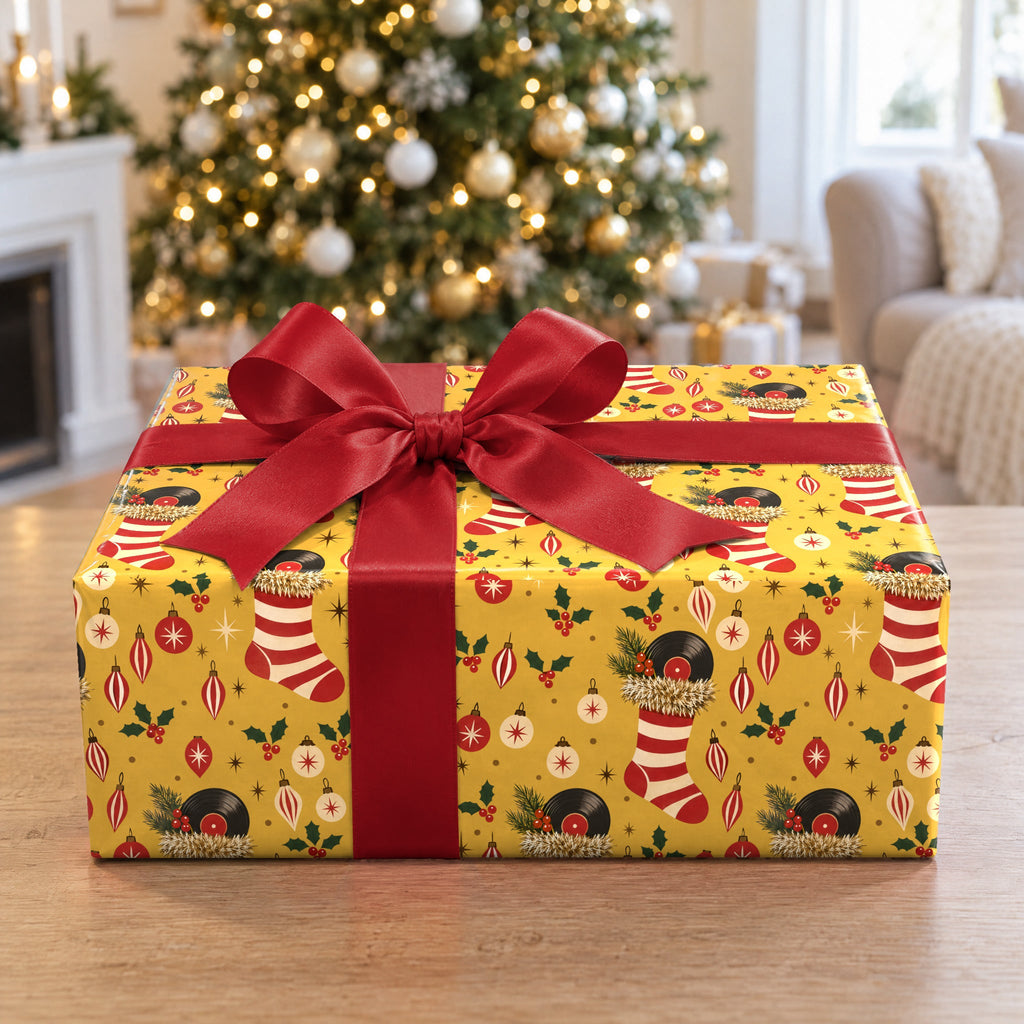 Retro Record Stocking Wrapping Paper