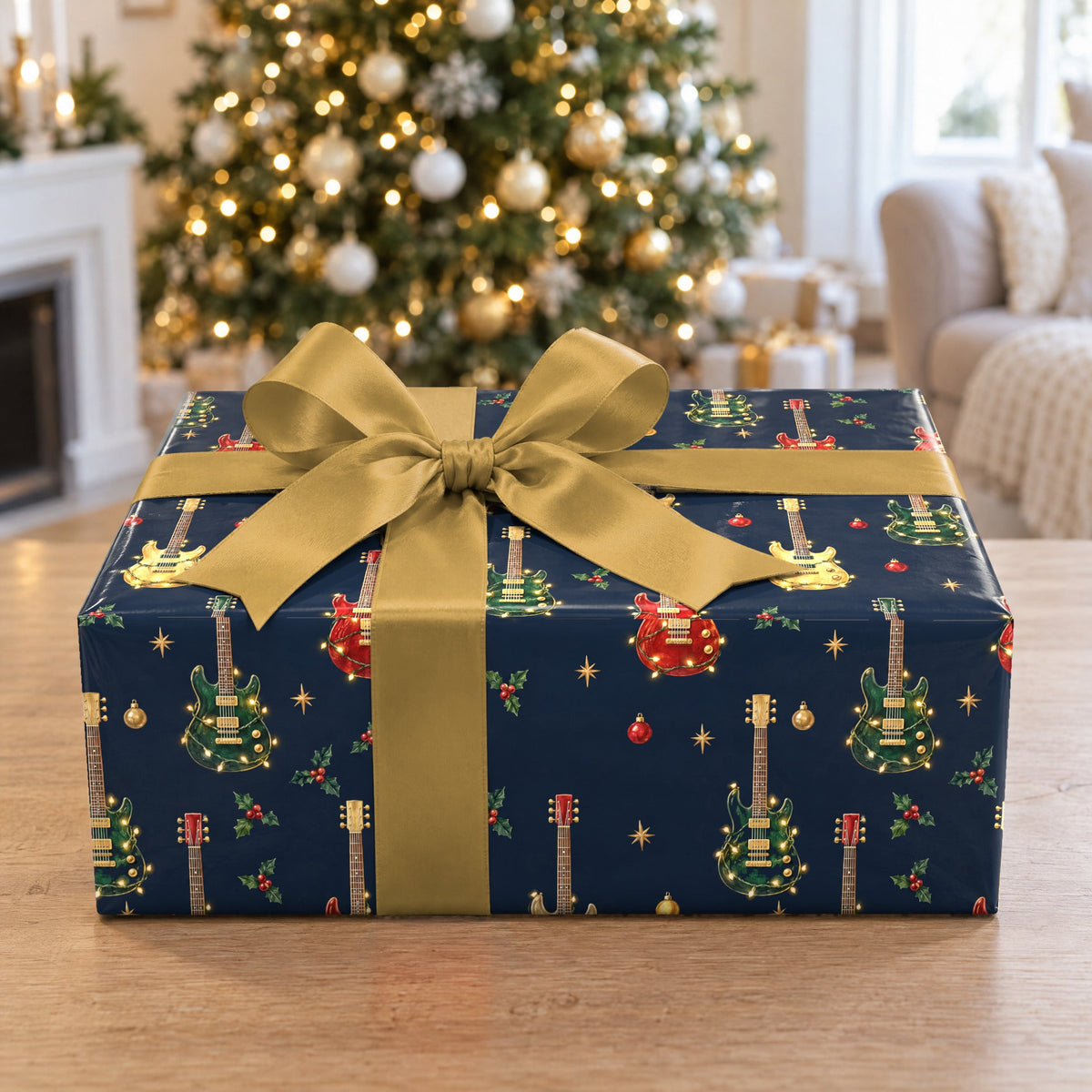 Electric Guitar String Lights Wrapping Paper